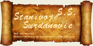 Stanivoje Surdanović vizit kartica